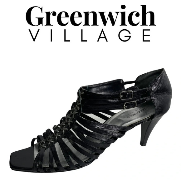 Greenwich Village Strappy Sandal Black  Sandal Size 11 - Picture 1 of 5